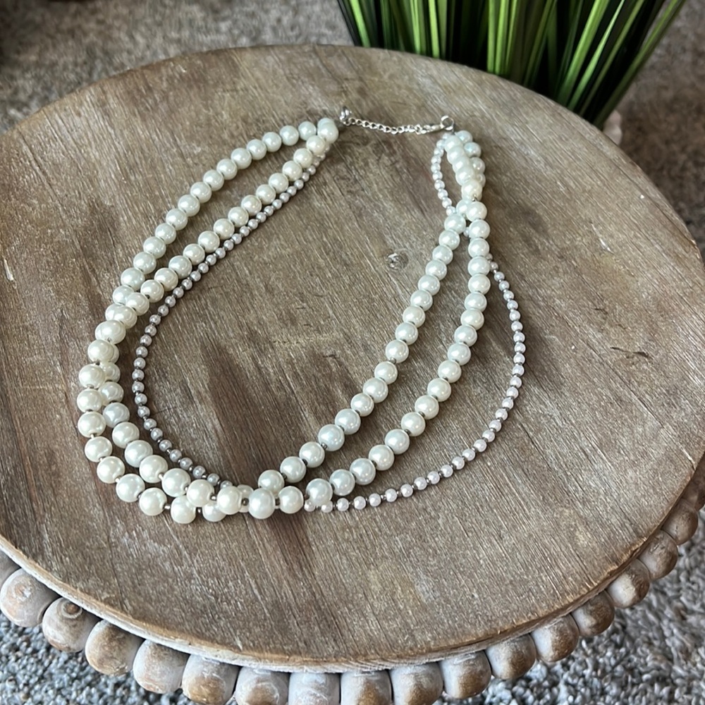 Pearl stacked necklace. Made by a local vendor for a wedding. Worn once.